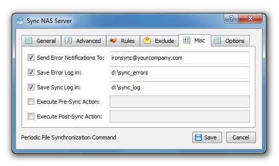 3.10 File Synchronization Logs and Error Notifications IronSync provides a number of file synchronization logs and error notification options allowing one to keep file synchronization operations