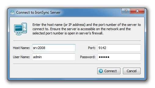 3.11 Connecting to IronSync Server Through the Network The IronSync client GUI application allows one to control one or more IronSync Servers locally or via the network.