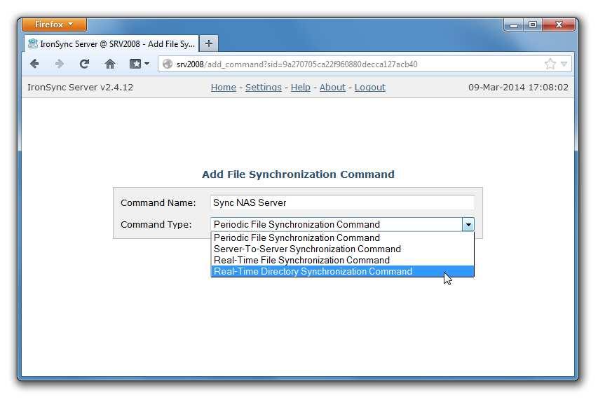 4.1 File Synchronization Command Types IronSync Server provides multiple different types of periodic, server-to-server and real-time file synchronization commands with each one optimized for