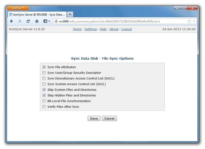 4.7 File Synchronization Options Additional file synchronization options may be controlled on the 'File Sync Options' page.