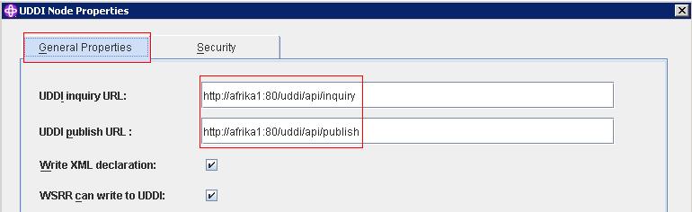 publish connection URLs. For UDDI Inquiry use http://<<hostname>>:<<port>>/uddi/api/inquiry.