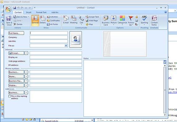 OUTLOOK ADDRESS BOOK Add the New