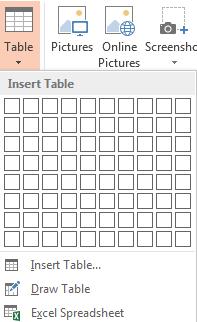 6 Tables 73 2 3 Creating and Editing Tables On the Insert tab, in the Tables group, click the Table icon to generate an Specify the number of columns and rows.