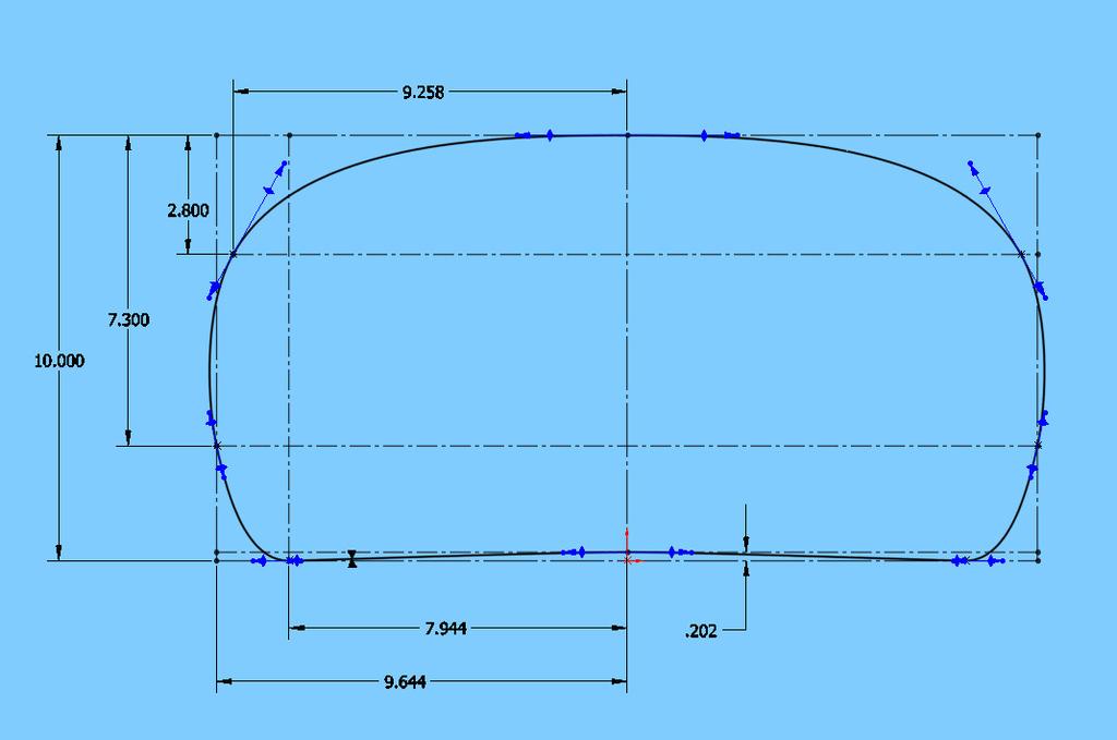 Figure 11: New Ovoid created by adjusting three dimensions As can be seen in Figure 11 we are now able to easily and quickly create new ovoid templates from an existing template by simply adjusting a