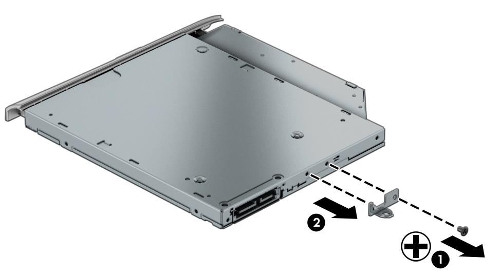 Slide the optical drive out of the computer (2). 3.