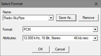 With the Microphone jack activated, Radio-SkyPipe Options Sound tab shows availability of the PC Internal Soundcard in the Device window.