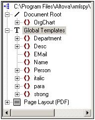 98 How To Use Global Templates Elements that appear in the Global Templates list are: All elements named in element declarations in a DTD All elements declared as global elements in an XML Schema, i.