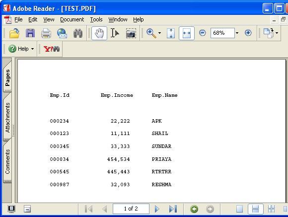 Screenshot of the output PDF file