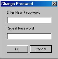 CHAPTER 2: OPERATION 15 3. Click Change and the Change Password dialog box appears. Type a new password in the Enter New Password field, and re-type the password in the Repeat Password field.