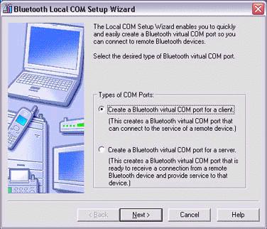 Start from this window when creating Bluetooth virtual COM ports for either servers or clients. 5.4.