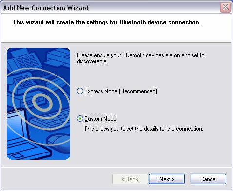 3.2.2 Detecting Bluetooth devices The [Add New Connection Wizard (Welcome to the Add New Connection Wizard)] window will appear. 1. Switch the device power ON to make it connectable via Bluetooth. 2.