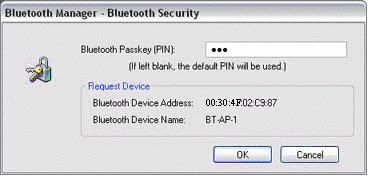 You will be asked for the Bluetooth passkey in the window that appears. 5. Enter the passkey under [Bluetooth Passkey (PIN code)], and then click on the [OK] button.