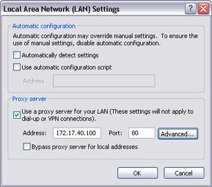 3. Enter the IP address and port number of the proxy server