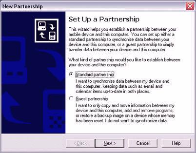 1. In the [New Partnership (Set Up a Partnership)] window, select "Standard partnership", and then click on the [Next]