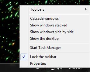 TASKBAR Start Taskbar Notification Area Note the absence of the Quick Launch.