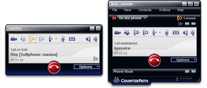 Bria 2.1 for Windows Displaying Separate Panels for Calls You can pull each individual call into a separate panel. This call is in a separate window.