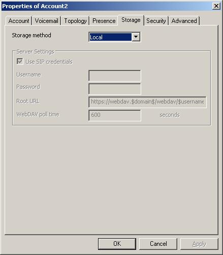 CounterPath Solutions, Inc. Account Properties Storage These settings let you set up a remote storage system for your contact list via WebDAV or XCAP.