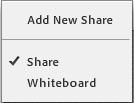 2. Select Share from the drop-down menu. The drop-down list is displayed. Figure 10: Share drop-down menu Notice that there is a checkmark to the left of Share.