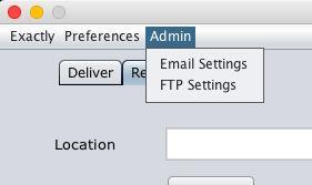 Exactly Admin Menu Figure 9: Detail of Exactly Admin menu. Email Settings Chose this menu to configure email settings for the Exactly application.