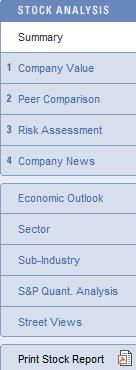 The steps are: Company Value, Peer Comparison, Risk Assessment, and Company News.