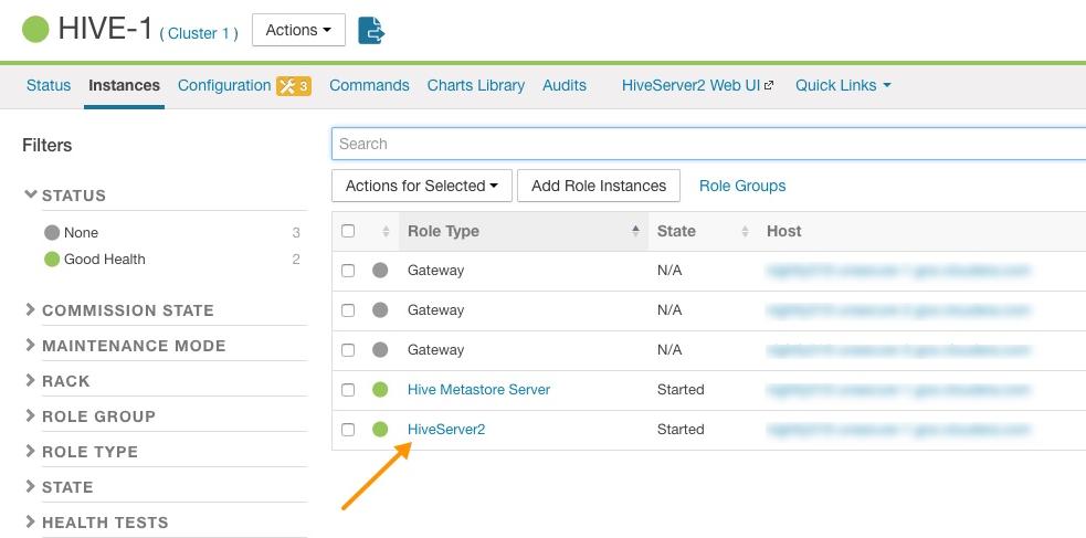 Troubleshooting Apache Hive in CDH Figure 7: HiveServer2 Link on the Cloudera Manager Instances Page 3.