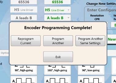 New Settings: Allows the user to enter the desired settings of the encoder to be programmed. NOTE: New Settings can only be programmed into the encoder when Program New Settings is selected.
