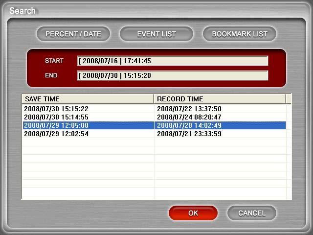 Lorex Remote Viewer Search by Bookmark List Search recorded data on the System according to Bookmarks. See the System hardware manual for more information on setting bookmarks. Figure 14.
