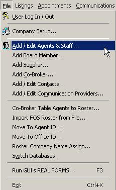 Agent Setup for Texting Got to File>Add/Edit Agent & Staff Select an