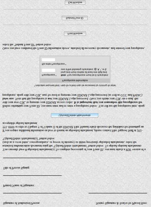 Figure 3-15: EDGAR Form ID Application Confirmation Page (Bottom) The EFMW Form ID application page appears (Figure 3-16: EDGAR Form ID Application Edit (Top)), prefilled with the data from your