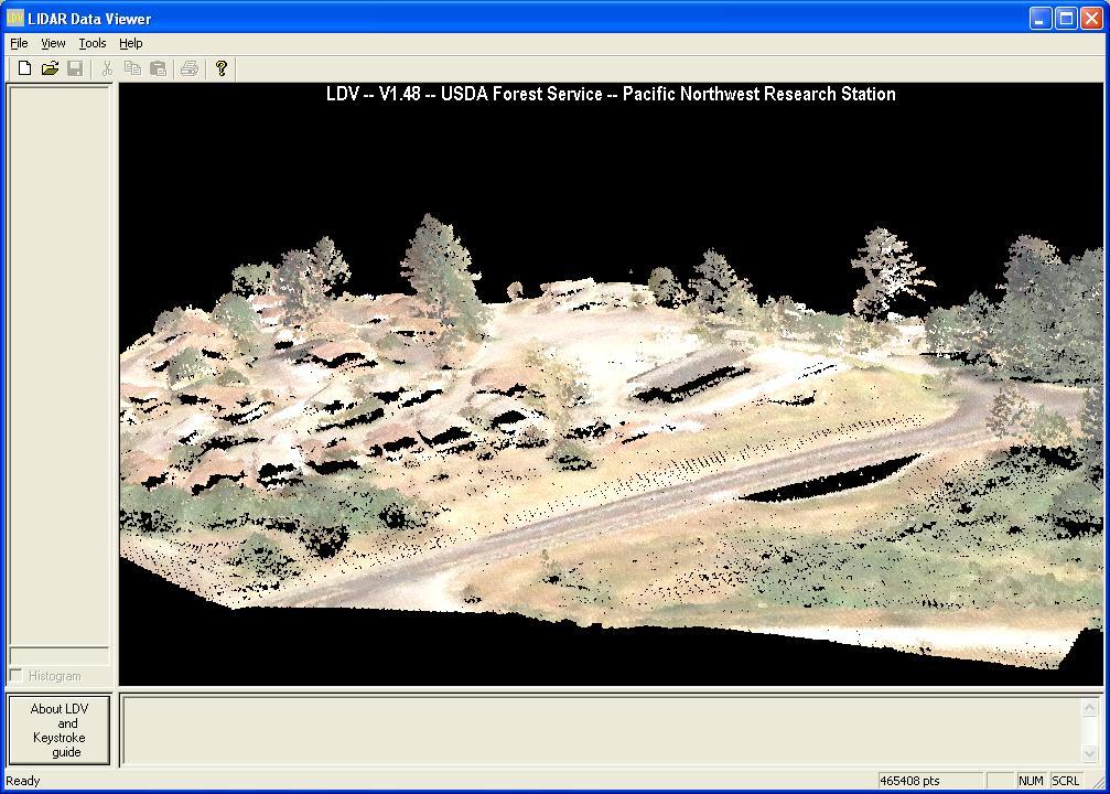 Viewing points colored by image: Fusion allows you to use the colors of the ortho image to colorize the point cloud data.