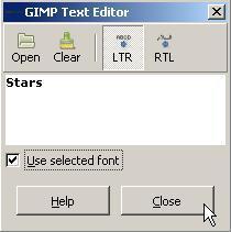 The typed text is inserted on the image canvas and a new layer named Stars displays above the Background layer in the layers palette.