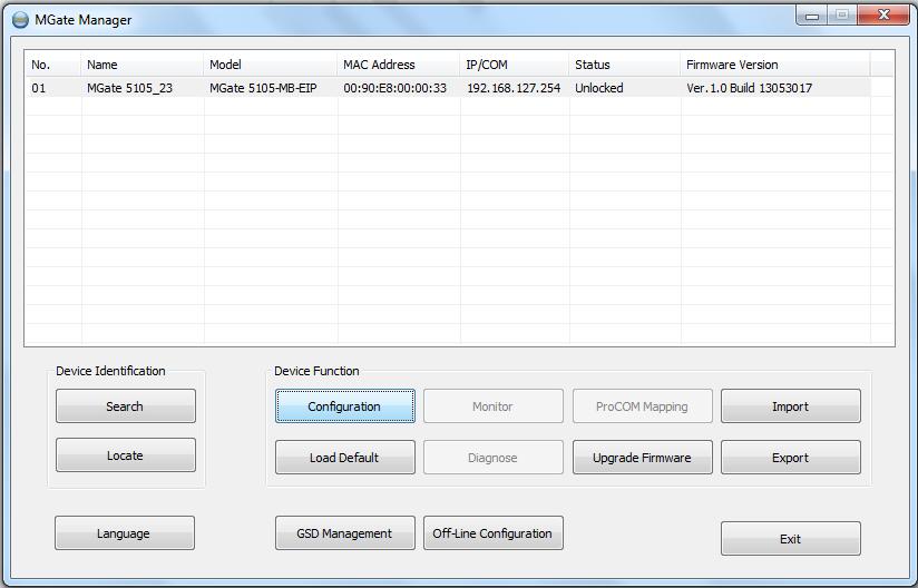 MGate Manager Configuration Modifying the Configuration Once your unit is displayed in MGate Manager, select it by