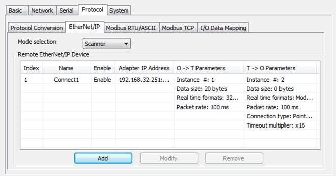In Adapter mode, you can select Automatic for I/O data size configuration to automatically map O->T (Originator