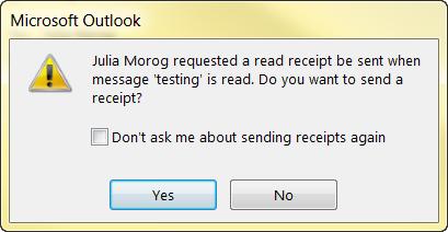 then I could request a delivery receipt. A read receipt on the other hand, is a proof that your intended recipient opened the message.