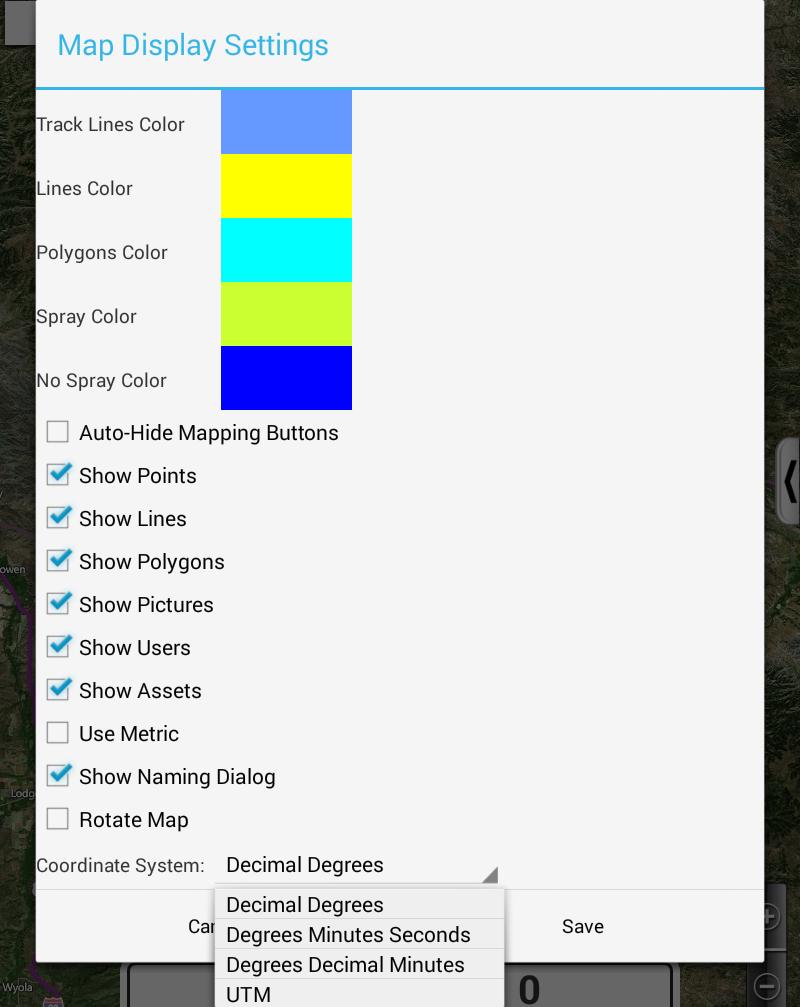 Display Settings The Display Settings menu allows you show or hide certain objects or features of the MapItFast viewer.