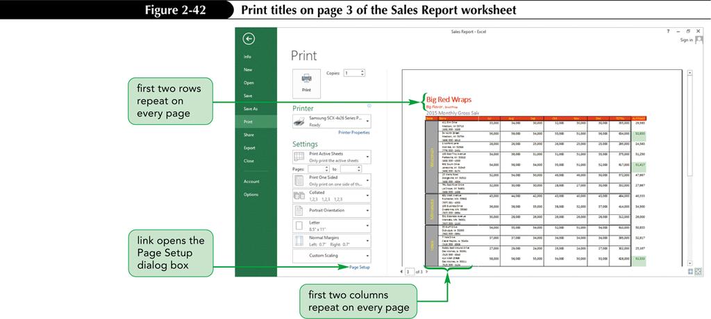 Formatting the Worksheet for Printing Add print titles (descriptive information) on each