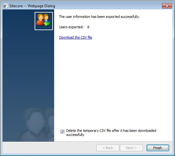 6. In the final dialog box, you can see the number of users exported and you can download the resulting CSV file.