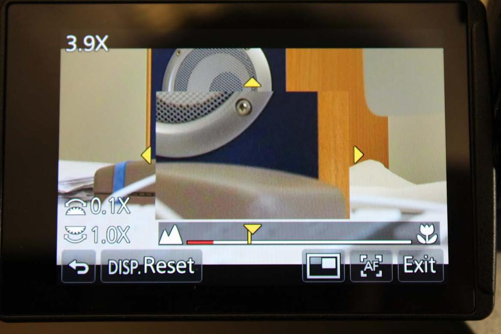 The manual Focus ring activates a magnified window in the LCD: use this to