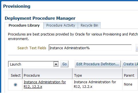 How to submit an Oracle E-Business Suite Instance Administration procedure From the Oracle E-Business Suite Instance Administration start page, follow the steps below to submit an Oracle E-Business