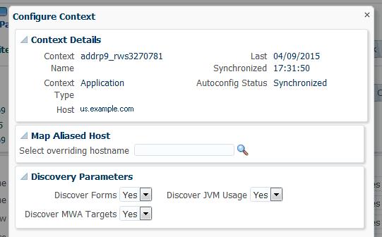 Customization at the application node level You can exclude Forms, Mobile Web Applications, and the Apps JVM from being discovered in Oracle E-Business Suite Release 12.