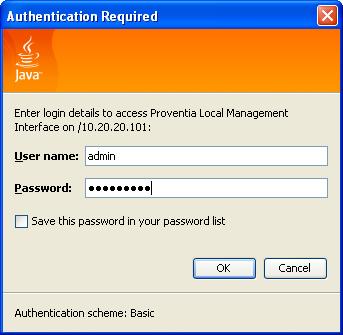 4. The Authentication Required box appears, enter admin and the