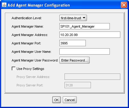 Step Description 2. The Add Agent Manager Configuration screen appears.