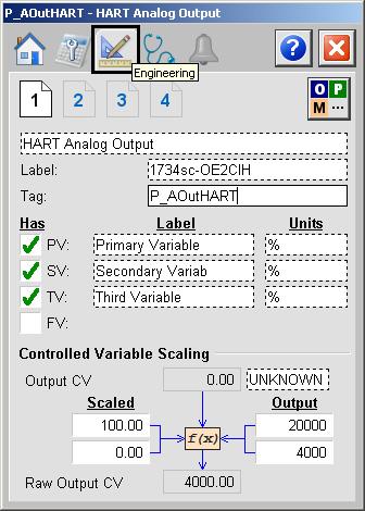 HART Analog Output (P_AOutHART) Chapter 4 Engineering Tab The Engineering tab provides access to device configuration parameters and ranges, options for device and I/O setup, displayed text, and