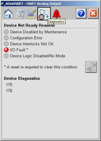 Chapter 4 HART Analog Output (P_AOutHART) Diagnostics Tab The Diagnostic tab provides indications that are helpful in diagnosing or preventing device problems.