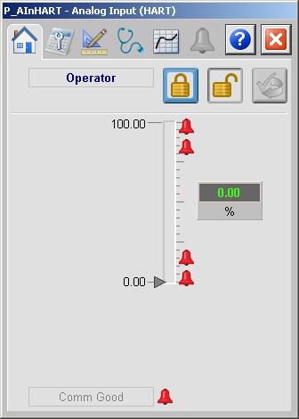 HART Analog Input (P_AInHART) Chapter 3 The following table shows the alarm status symbols used on the Operator tab.