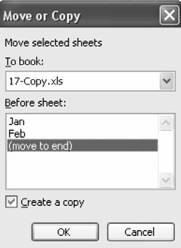 Figure 3 Selecting Move or Copy from the right-click menu In the default settings for the Move or Copy dialog, Excel will move the worksheet to a new location in the current workbook.