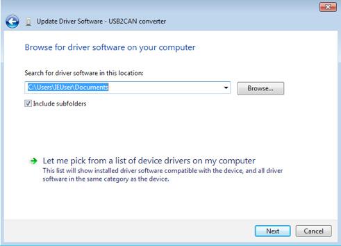 Browse my computer for driver