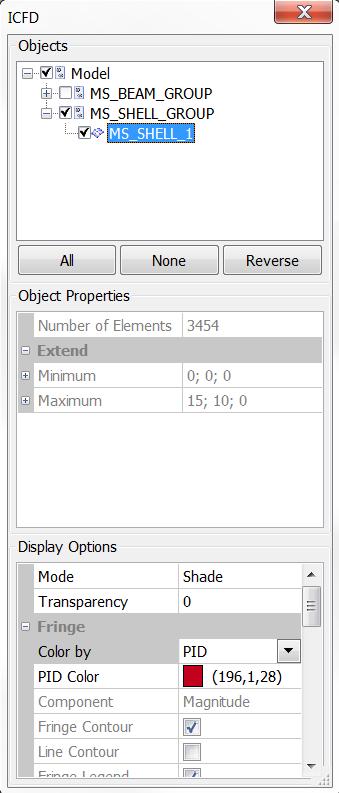 Results The objects window determines the visibility of the objects and it is also here that you create more objects by right clicking on a object.