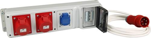 16 Protected power distribution for working stations ST8008-8M 1 400-V CEE distribution panel with automatic circuit breakers for attachment to profiles on experiment trolleys or direct to table-top.