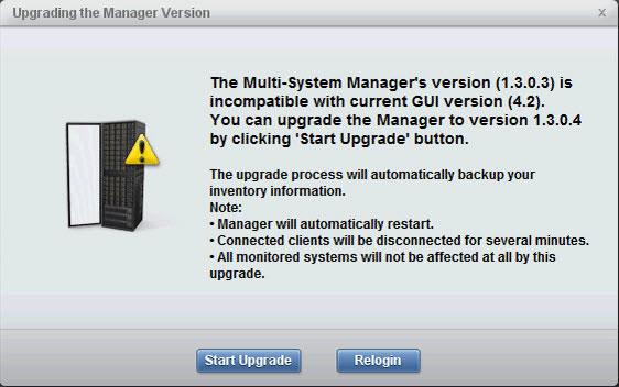 Upgrading the IBM Hyper-Scale Manager from the GUI The IBM Hyper-Scale Manager can be upgraded from the GUI.